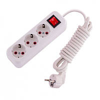 Подовжувач LMK044 на 3 розетки 3м з заземленням, з кнопкою