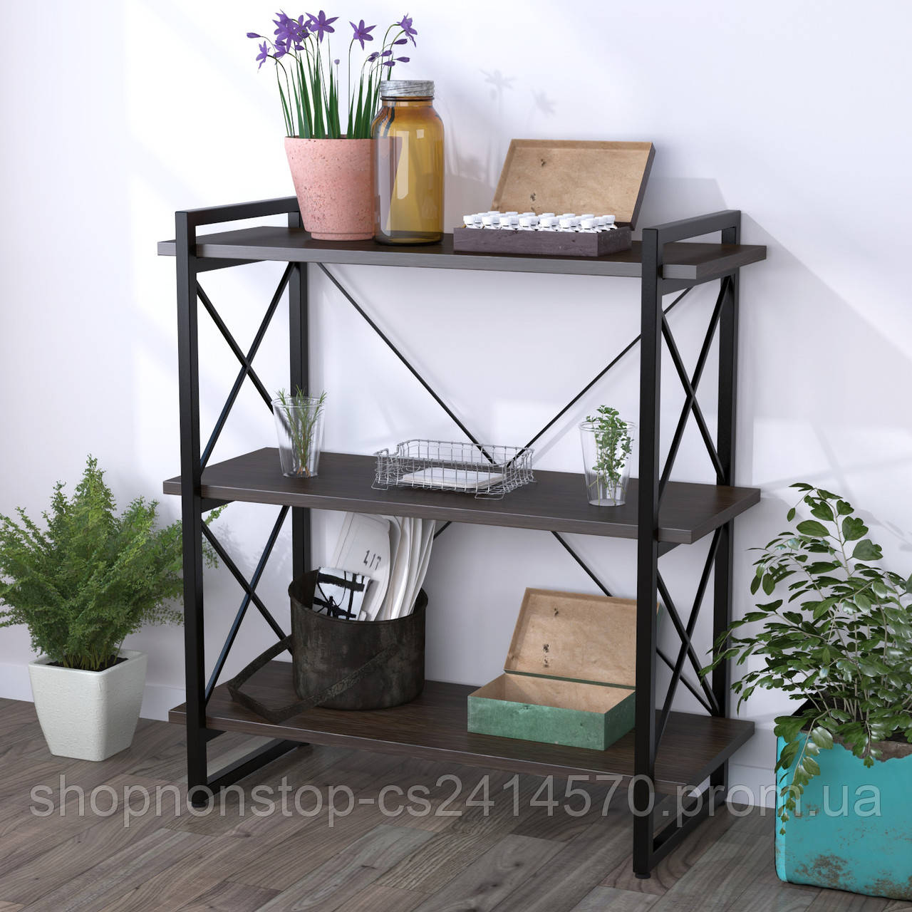 Стелаж невисокий лофт Скіф-3-920 Loft design Венге Луізіана