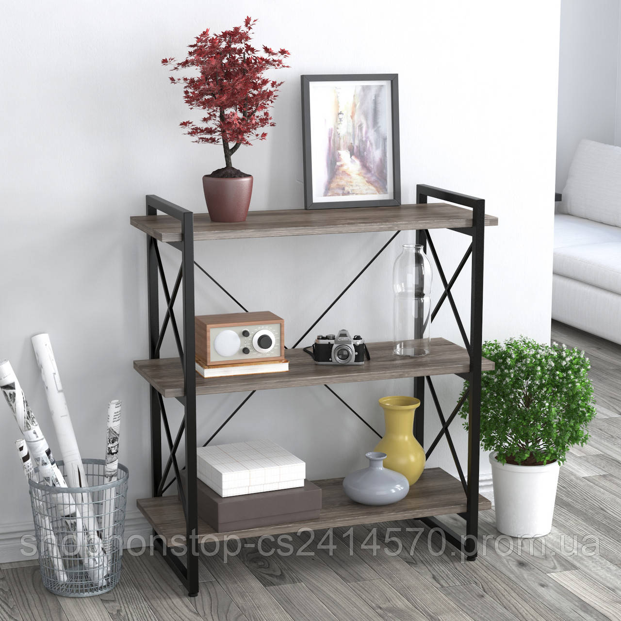 Стелаж невисокий лофт Скіф-3-920 Loft design Дуб Палена