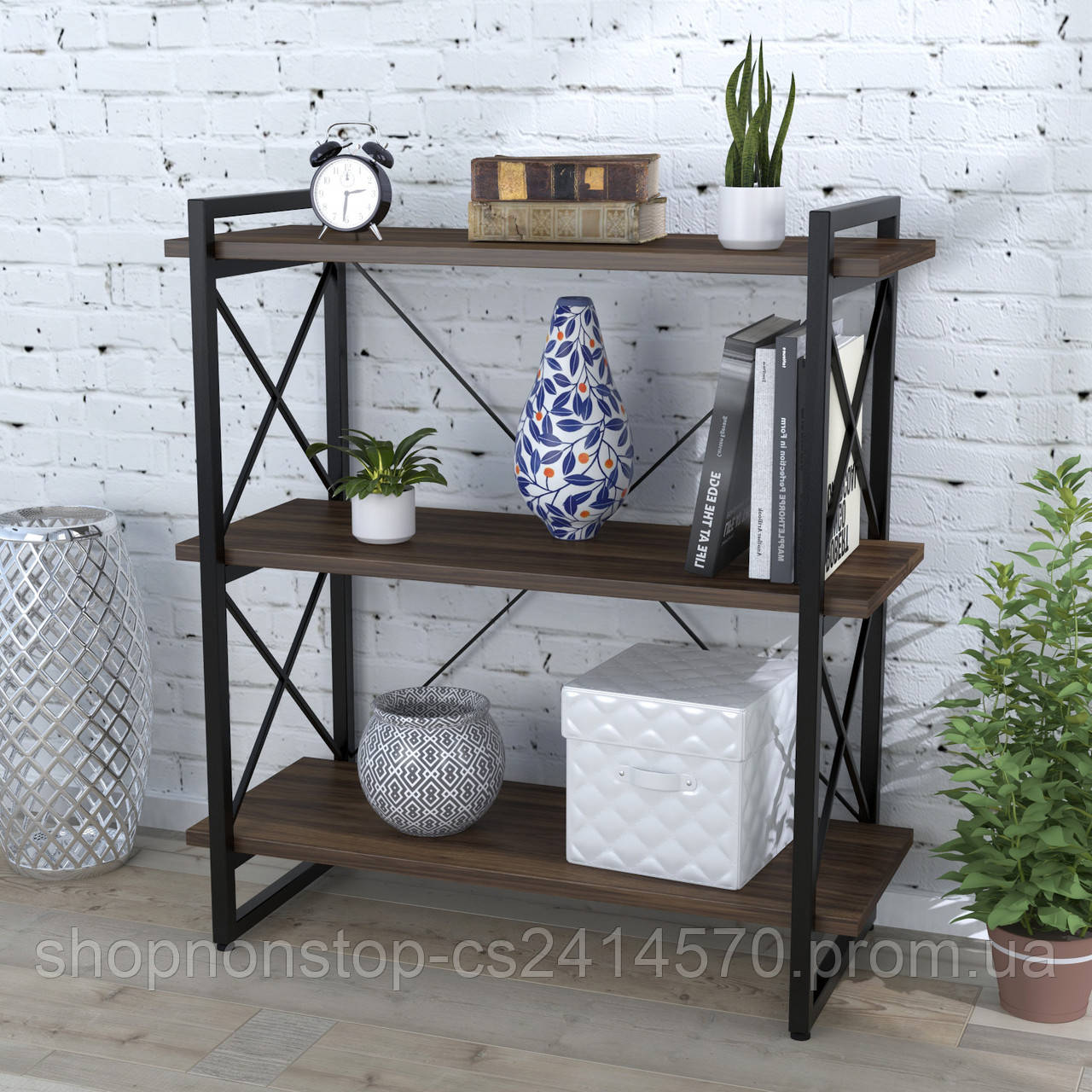 Стелаж невисокий лофт Скіф-3-920 Loft design Горіх Модена