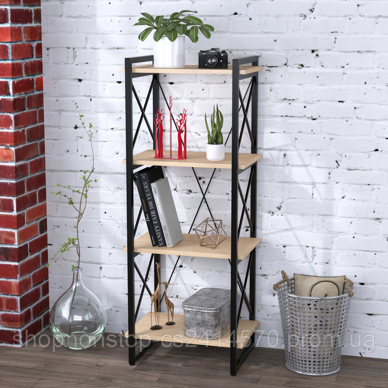 Стелаж офісний лофт Скіф-4-550 Loft design Дуб борас