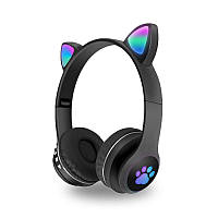 Беспроводные детские наушники с кошачьими ушками и подсветкой Cat Ear VZV-23M черные
