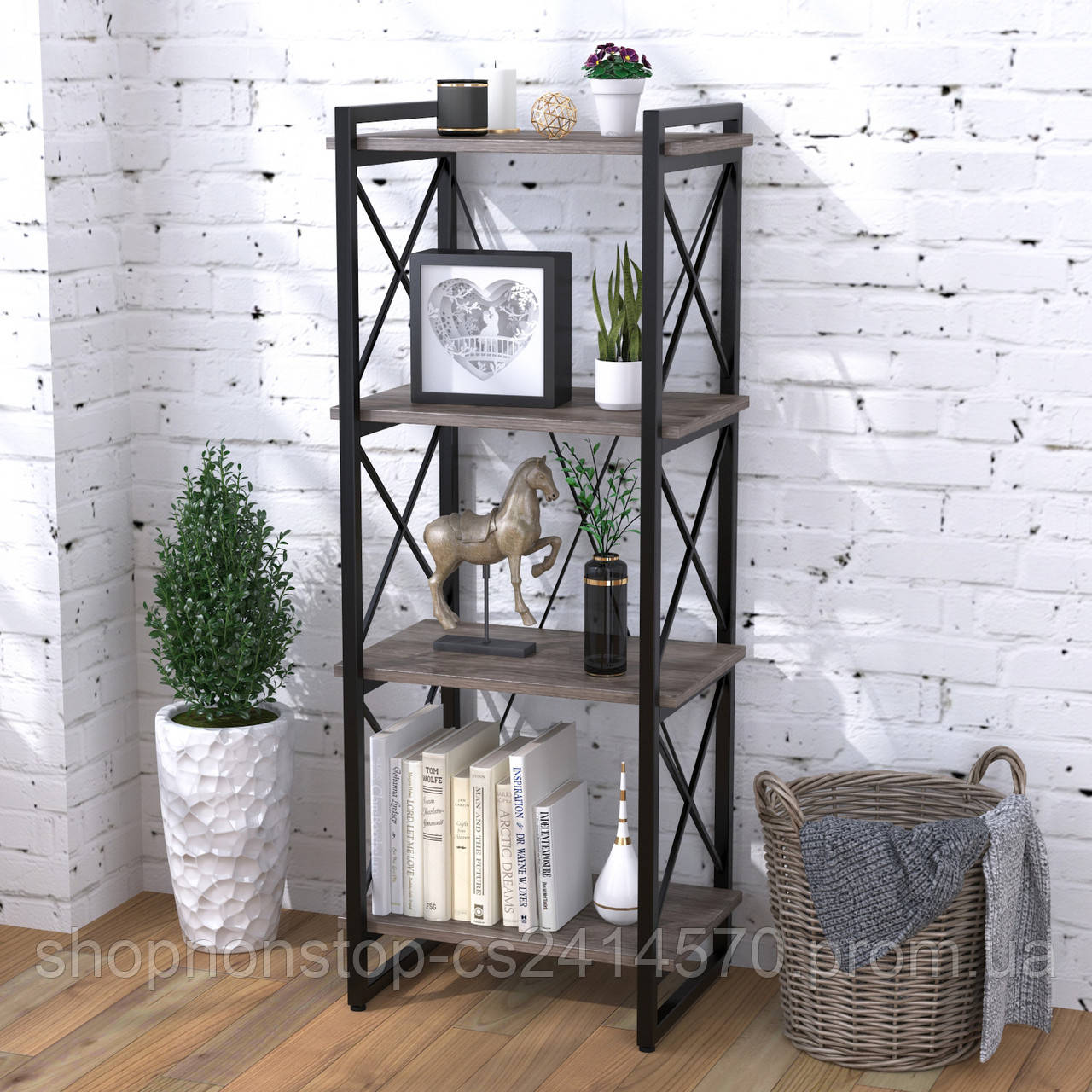 Стелаж офісний лофт Скіф-4-550 Loft design Дуб Палена