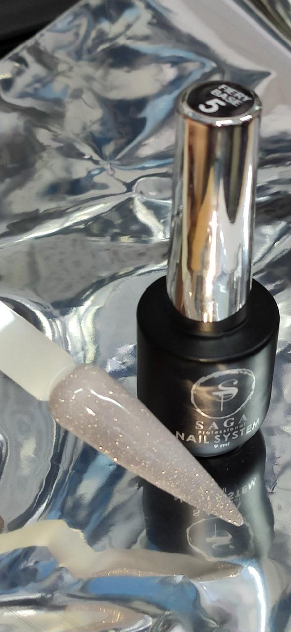 Нейл Новинка! База для нігтів зі світловідбиваючим ефектом Saga Fiery Base №5 - в асортименті 5 кольорів, фото 1