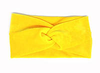 Желтая повязка для волос спорт-велюр