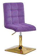 Стілець Augusto 4-GD-Base оксамит пурпур B-1013, на квадратній золотій опорі з регулюванням висоти, фото 2