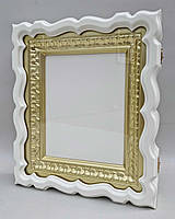 Фігурний кіот для ікони, покритий білою емаллю, з внутрішньою різною рамою під золото, фото 4