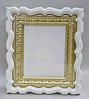Фігурний кіот для ікони, покритий білою емаллю, з внутрішньою різною рамою під золото, фото 2