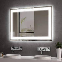 Зеркало настенное 100х80 см с фронтальной LED подсветкой. Зеркала с лед подсветкой в ванную комнату.