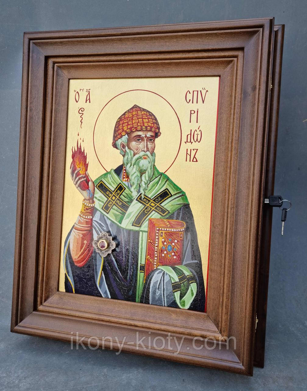 Рівний строгий кіот для ікони з врізним замком, з внутрішньою дерев'яною рамою, фото 1