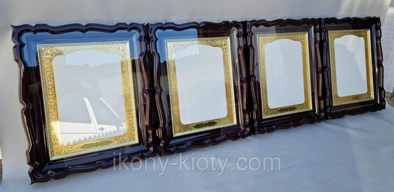Кіоти фігурні в комплекті з іконними дошками, із сусальною позолотою та гравіюванням, фото 1