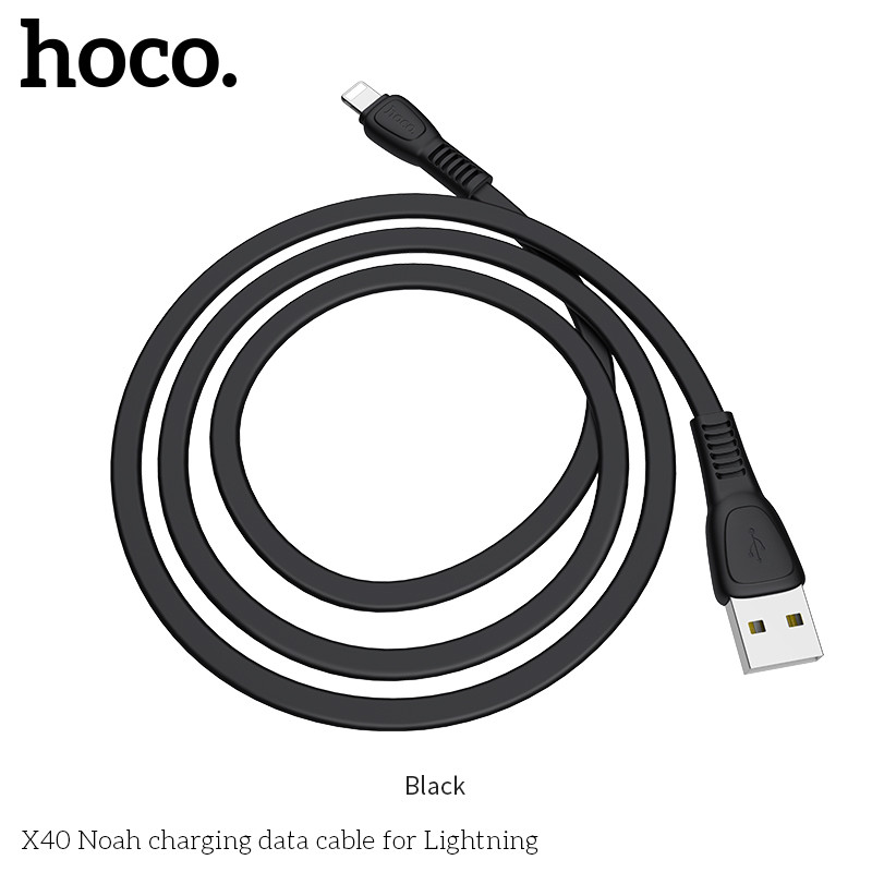 USB кабель для iPhone Lightning HOCO TPE Flat Noah X40 1m, 2.4A