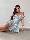 Квіткова коротка сукня з відкритими плечима, спідницею і корсетною вставкою (р. S, M) 66py4046Е, фото 6