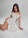 Квіткова коротка сукня з відкритими плечима, спідницею і корсетною вставкою (р. S, M) 66py4046Е, фото 7