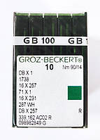 Иглы швейные машинные Groz-Beckert DBx1, 1738, 16x257, 16x231, 71x1, 287 WH, DBx257 с тонкой колбой 10 шт/уп