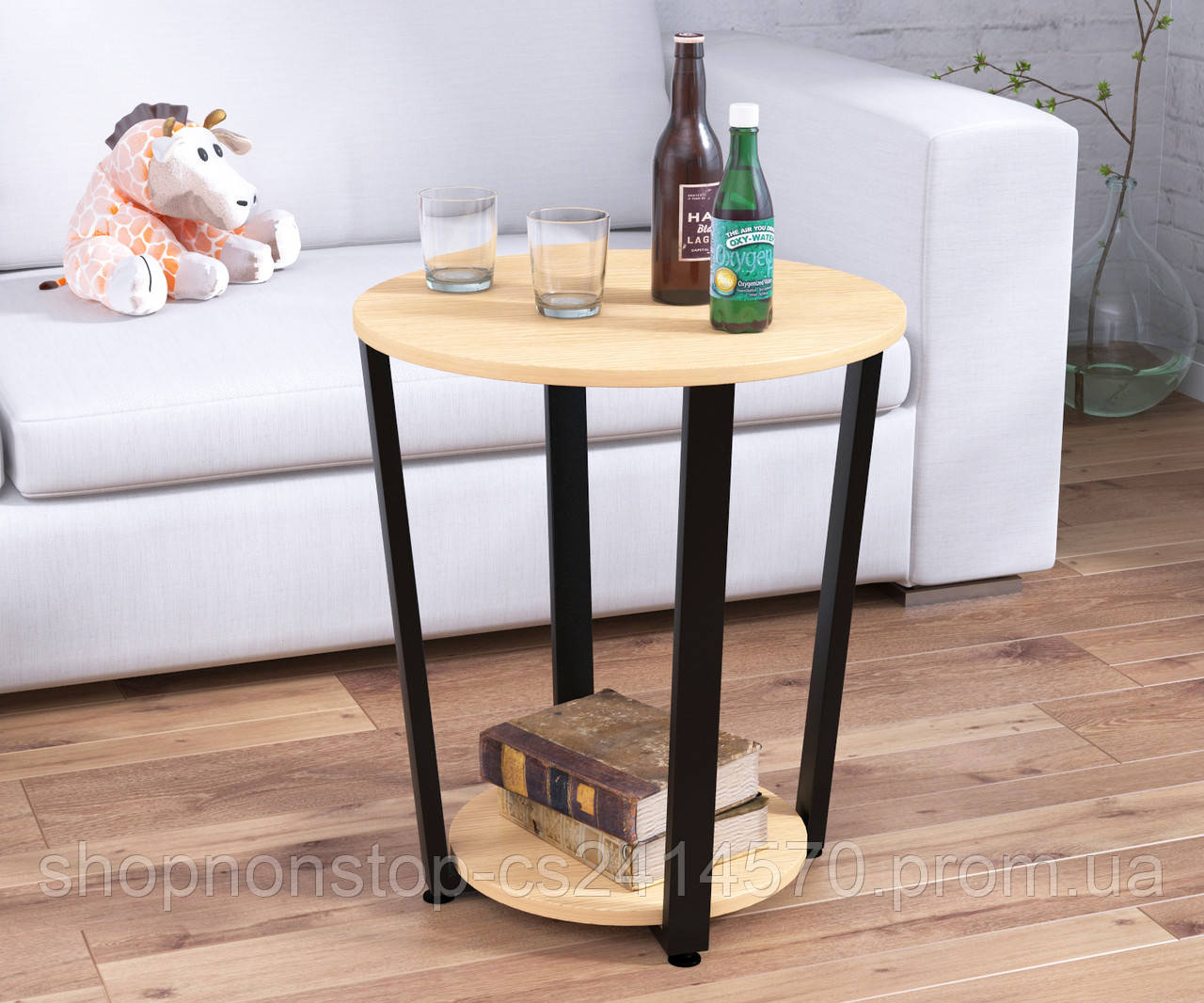 Журнальний стіл лофт D-50 Loft design Дуб Борас