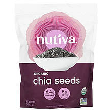 Чорне насіння Чіа Nutiva "Black Chia Seed" з клітковиною, протеїном і омега-3 (340 г)