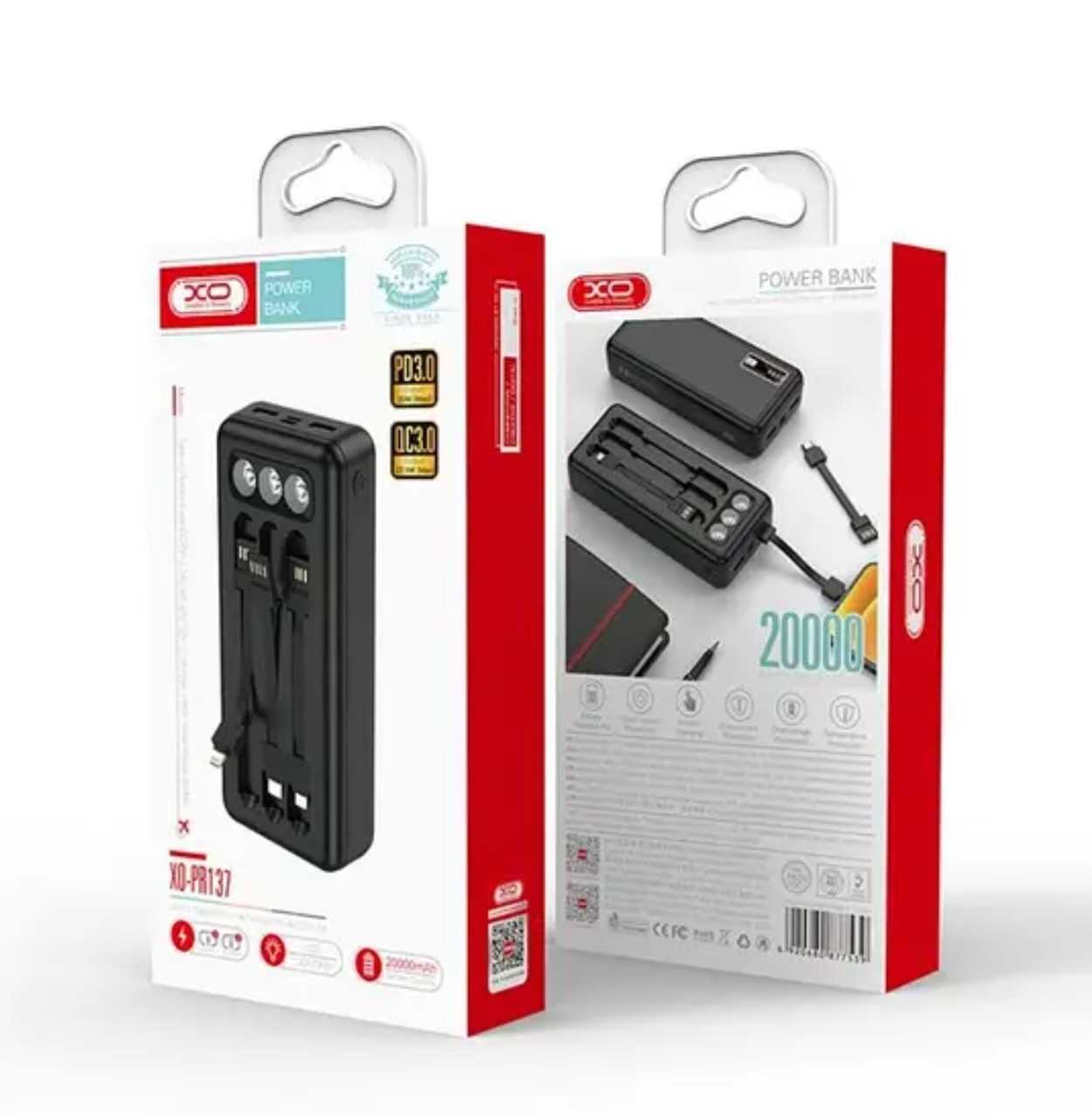 Power Bank XO PR137 20000 mAh QC 3.0+PD Fast Charge 22.5W УМБ, фото 1