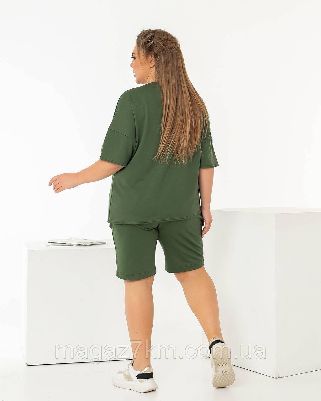 Женский летний костюм удлинённая футболка и шорты в больших размерах - фото 6 - id-p1618445642