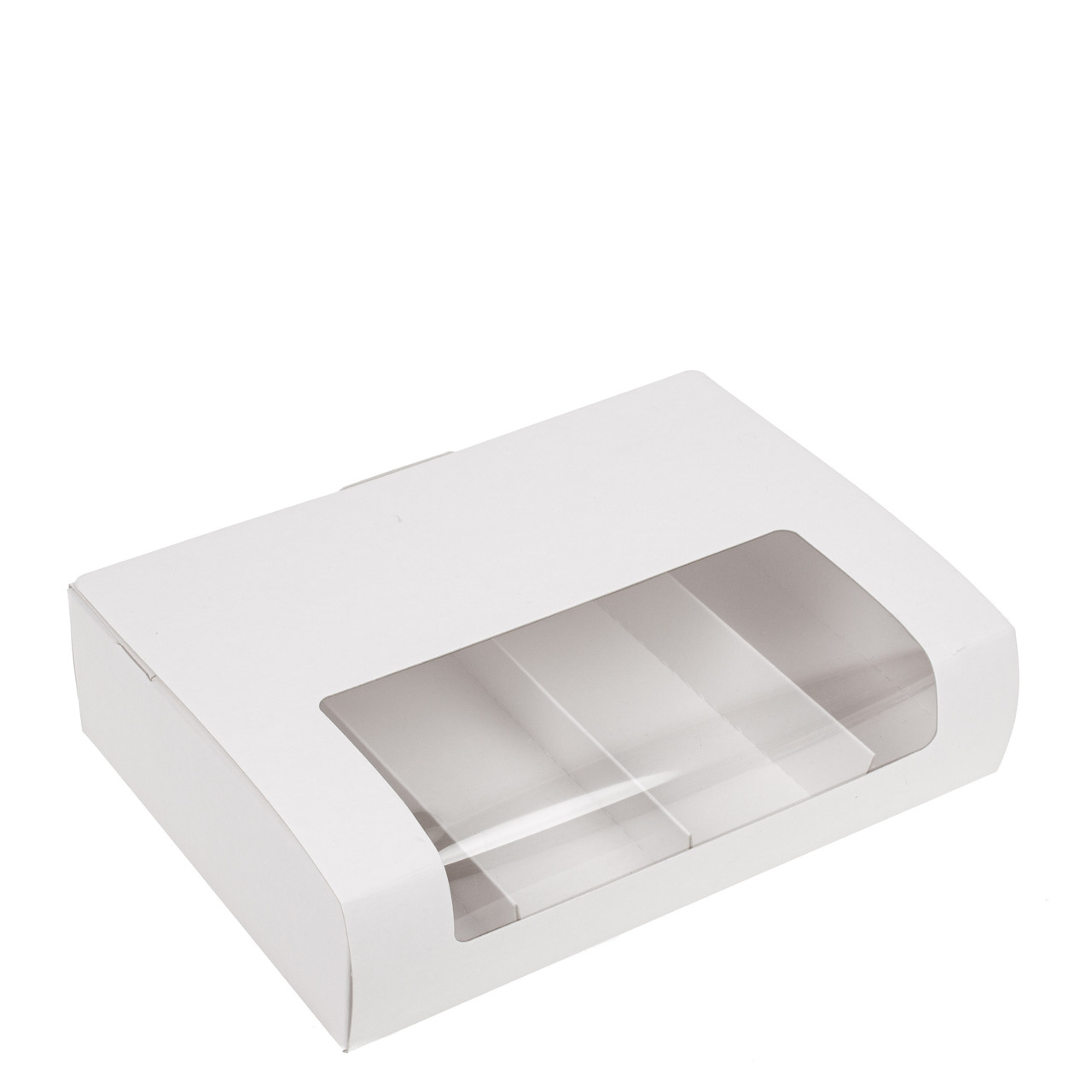 Коробка 210х150х50 (на 4 еклера) з вікном, біла, фото 1