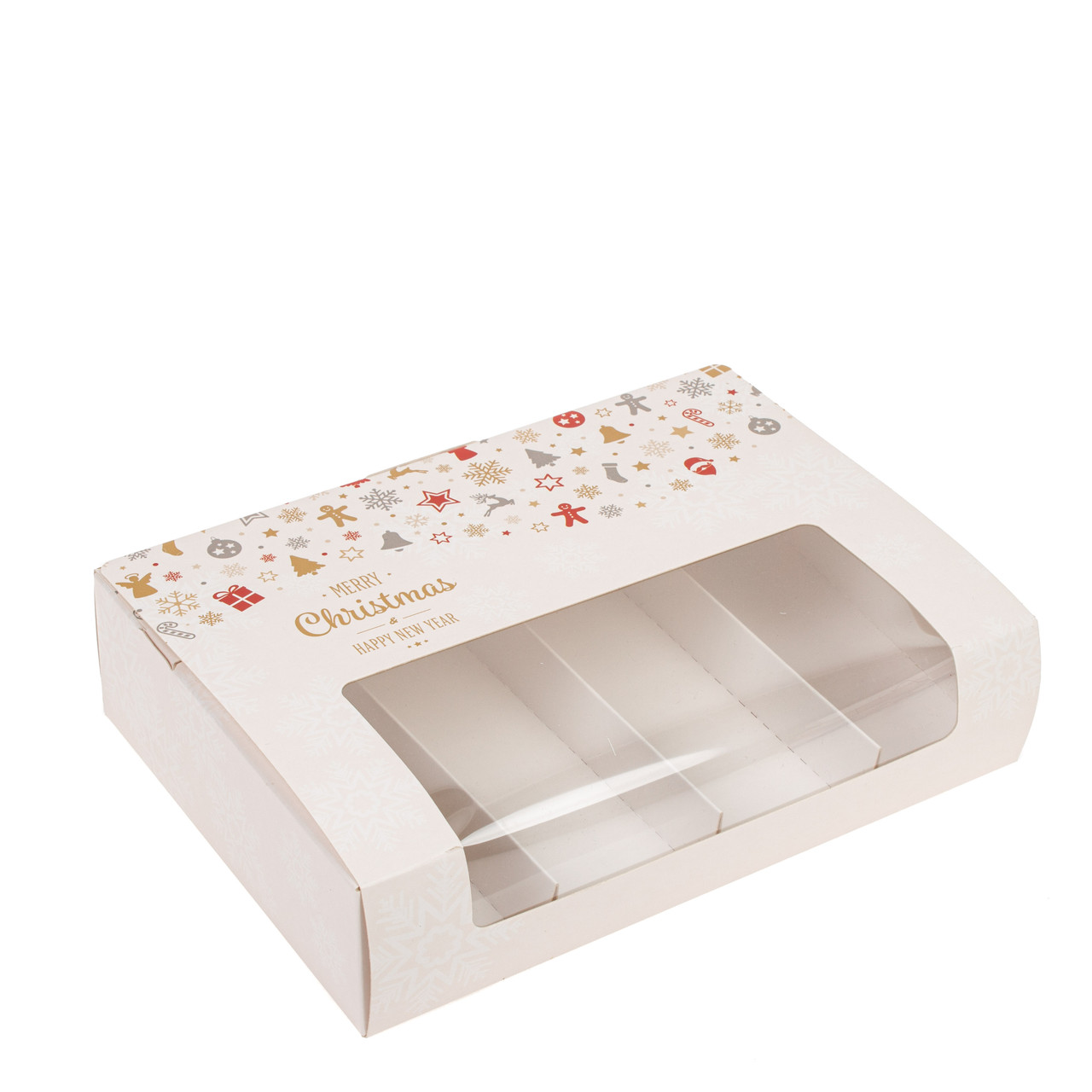 Коробка 210х150х50 (на 4 еклера) з вікном "Новорічна", фото 1