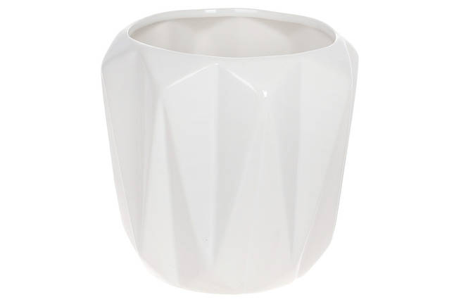 Ваза керамічна 17*17*16.9 см., Клара, білий глянець, (795-455), фото 1