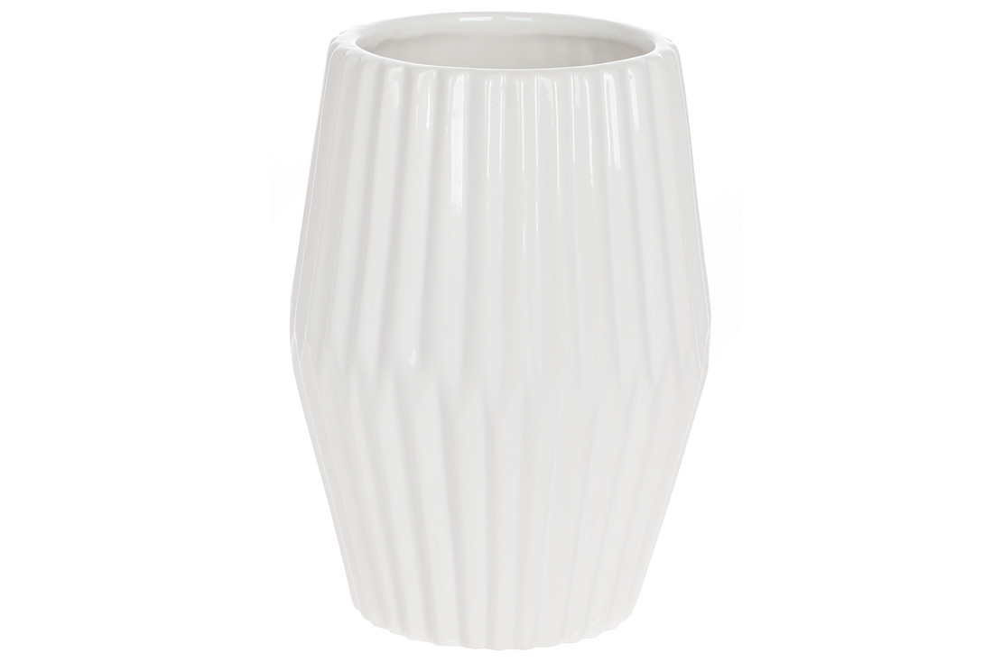 Ваза керамічна 12.8*12.8*18 см., Фрок, білий глянець, (795-470)