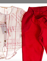 Модный летний,красный костюм для девочки, размер 116,122,128,134