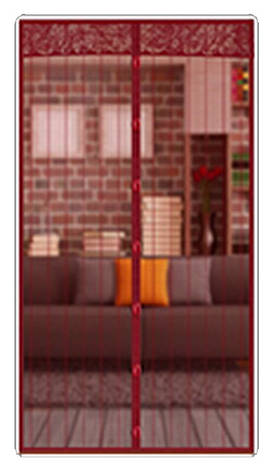 Москітна сітка на магнітах, антимоскітна штора на двері Magic Mesh 100x210см, бордовий колір, фото 2