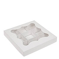 Коробка для сухофруктів з вікном 200х200х30 (на 9 шт), біла