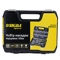Набір насадок торцевих і біт 1/4" 46шт CrV mid SIGMA (6003511), фото 3