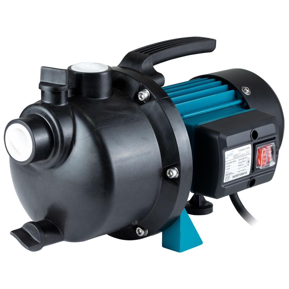 Насос відцентровий самовсмоктуючий 0.8 кВт Hmax 40м Qmax 60л/хв пластик LEO EKJ-802P (775307)