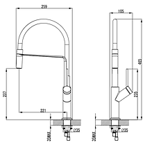 Змішувач ADDA Ø25 для кухні вилив силіконовий чорний на гайці CORSO (EB-4B520C) (9635110), фото 4