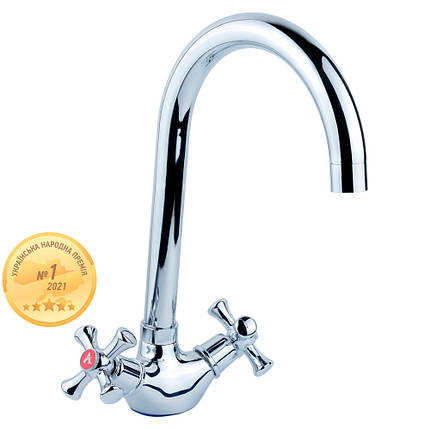 Змішувач PL 1/2" для кухні гусак високий вухо на гайці AQUATICA (PL-4B455C), фото 2