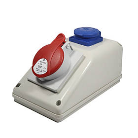 Щит з розетками 32A 400V 5P, Schuko 16А 250V 3P IP44 KOMPAKT PAWBOL