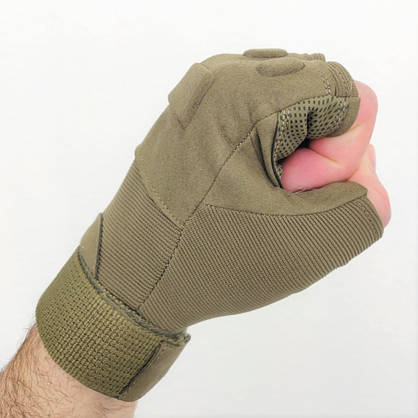 Тактичні безпальні рукавички мітенки StrongClaw з протектором (арт. SC-1002) оливковий M, фото 4