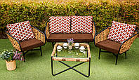 Комплект садових металевих меблів диван, столик та 2 крісла Каліфорнія