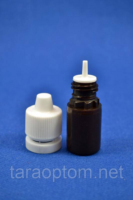 Флакон 5 мл з крапельницею та кришкою із захистом від дітей коричневий, фото 1