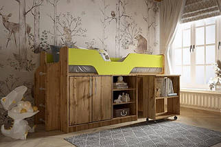 Ліжко дитяче трансформер Пумба ліжко горище зі столом робочою зоною дитячі ліжка трансформери з шафою, фото 5