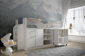 Ліжко дитяче трансформер Пумба ліжко горище зі столом робочою зоною дитячі ліжка трансформери з шафою, фото 2