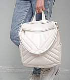 Жіноча біла сумка-рюкзак X-FACTOR з екошкіри для міста і подорожей, фото 9
