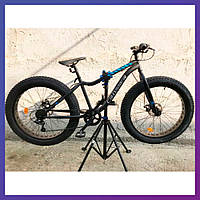 Велосипед фэтбайк двухколесный на стальной раме Crosser Fat Bike 26" рама 16" черно-синий
