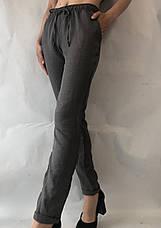 Літні штани з льону-котону No14 БАТАЛ сірий, фото 2