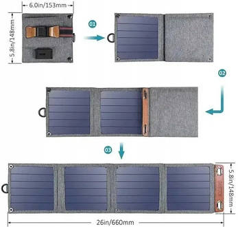 Зарядний пристрій Solar panel 14 W B09B95QZXK Складаний сонячна панель, фото 2