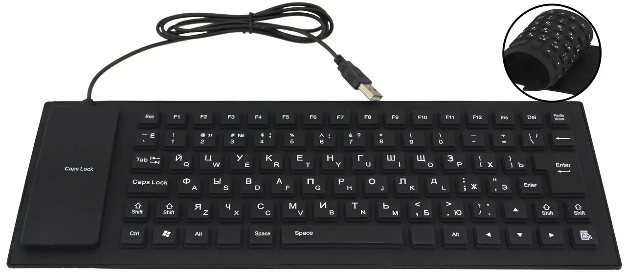 Гнучка силіконова клавіатура USB UKC X3, чорний