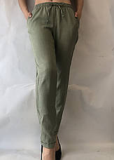 Літні штани з льону-котону No14 БАТАЛ фісташка, фото 2