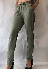 Літні штани з льону-котону No14 БАТАЛ фісташка, фото 2