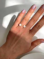 Кольцо женское с искусственным жемчугом позолота xuping безразмерное универсальное серебро