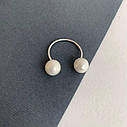 Жіноча каблучка зі штучними перлами позолота xuping безрозмірне універсальне срібло, фото 2