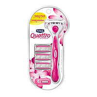 Schick Quattro for Women Value Женская бритва - станок с 4 сменными кассетами для бритвы